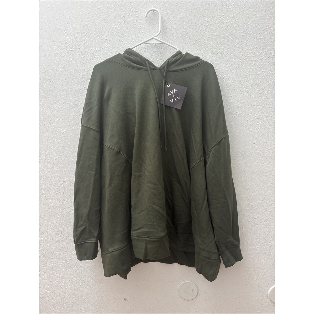 NWT~ Ava & Viv sz XXLPlus Olive Green Hoodie Sweatshirt pocket Leisure Women